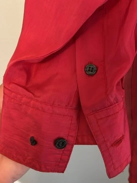 Robert Stock Vintage Silk Button Front Red Professional Long Sleeve Shirt Large - Picture 7 of 14